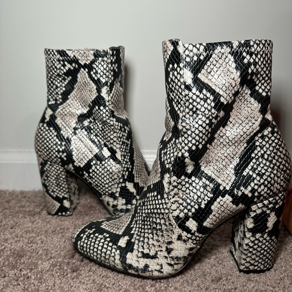 Snakeskin booties